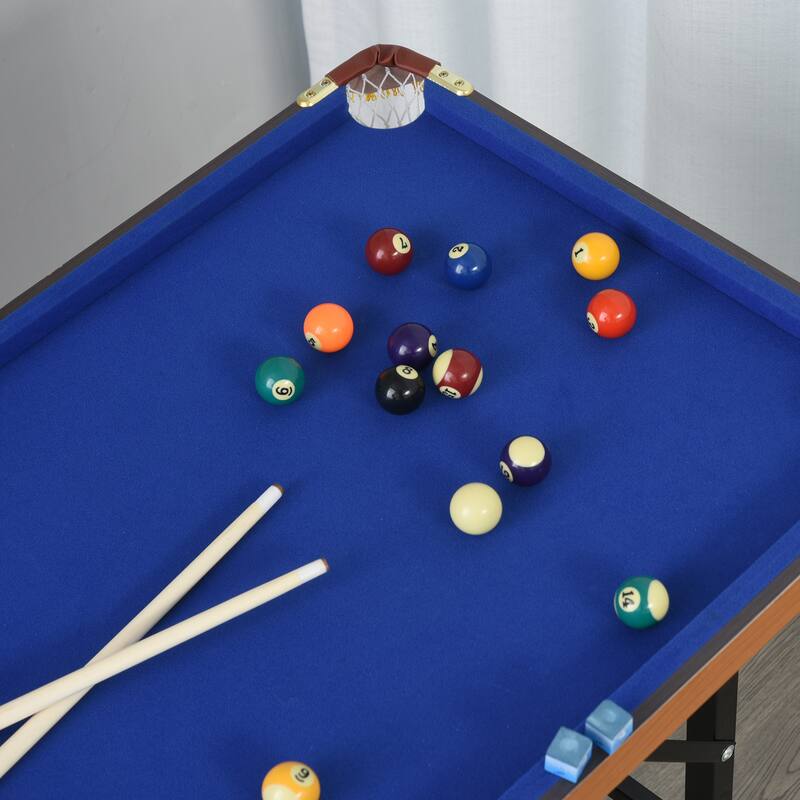 Soozier Portable Folding Billiards Table Game Pool Table for Kids Adults With Cues, Ball, Rack, Brush, and Steel Frame