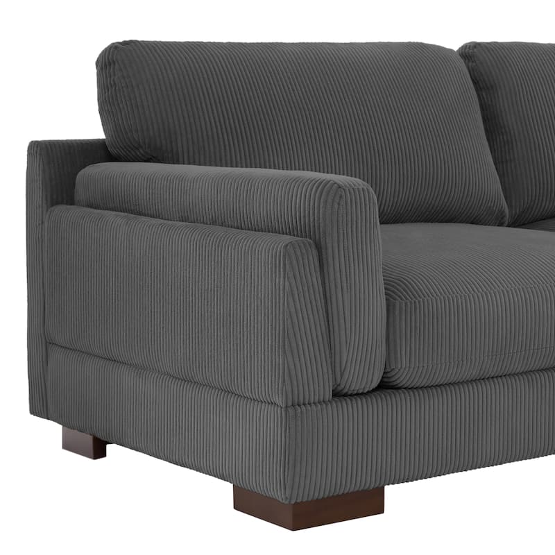 Modern 2 Seater Corduroy Arm Loveseat Sofa
