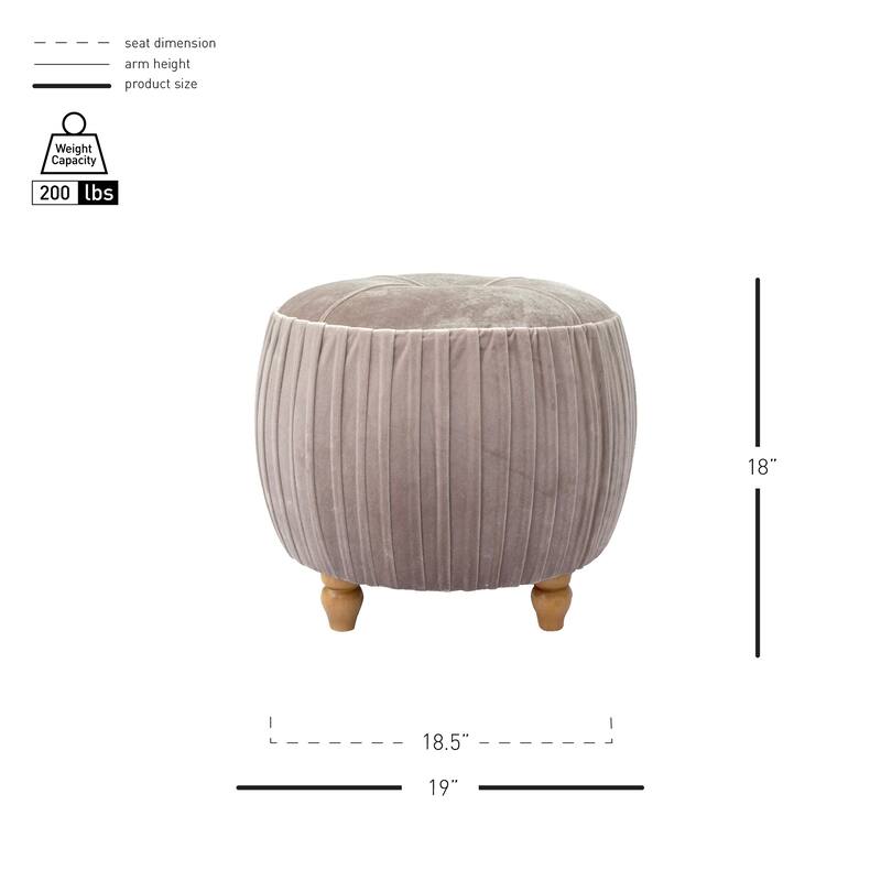 NPD Furniture Helena Velvet Small Round Ottoman