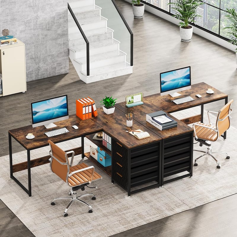 Reversible L-Shaped Office Desk Computer Desk Sturdy Writing Table Workstation