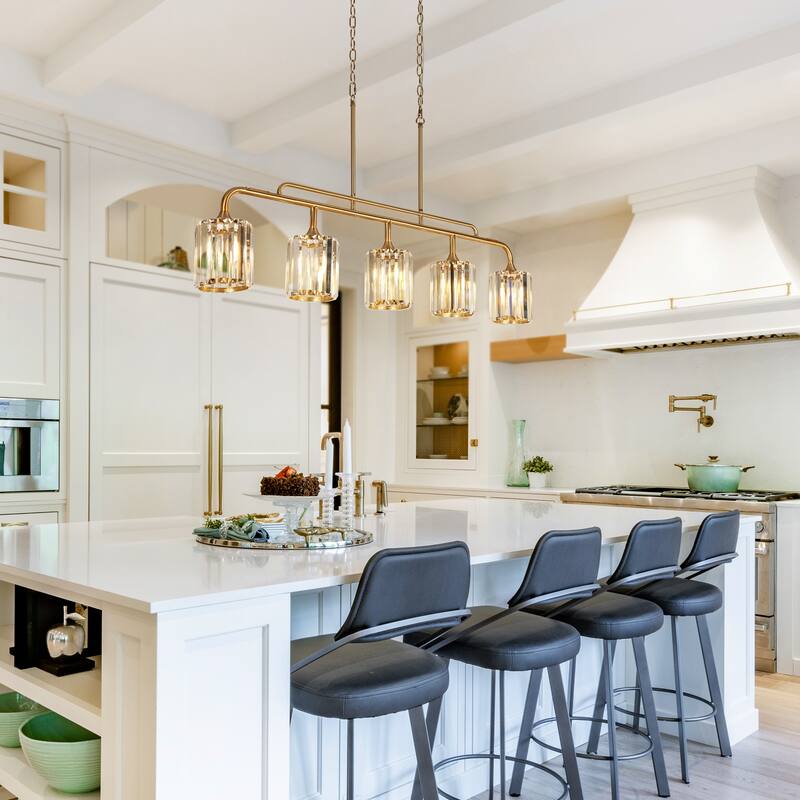 Modern 5-Light Crystal Chandeliers 47 IN Wide Island Lights for Kitchen Island