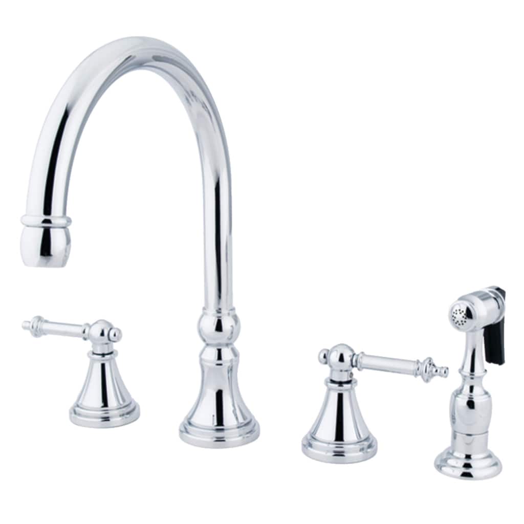 Kingston Brass Templeton Deck Mount Widespread Kitchen Faucet with Brass Sprayer