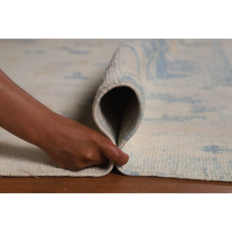 Hand Knotted Oriental 100% Wool Carpet Transitional All-Over Beige & Ivories Oushak Area Rug - 12' 8'' X 9' 6''