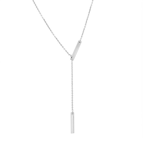 Amanda Rose Double Bar Lariat Necklace in Sterling Silver on a 16-18 in. Adjustable Chain