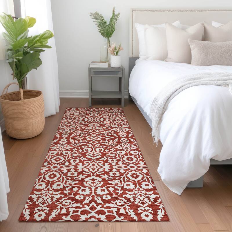 Premium Washable Super Soft Traditional Mekenzie Mayfield Rug - Red - 2'3" x 7'6"