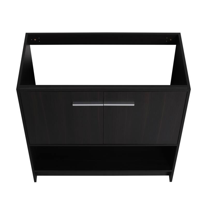 GDFStudio - Lisbon Modern Minimalist Freestanding Bathroom Vanity Cabinet with Soft Close Doors, Open Shelf, Sink NOT INCLUDED