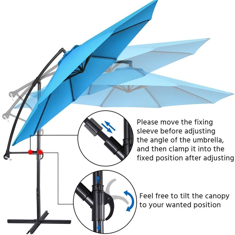 Yaheetech 10 Ft Patio Offset Umbrella Outdoor Hanging Cantilever Umbrella with Crank & Cross Base