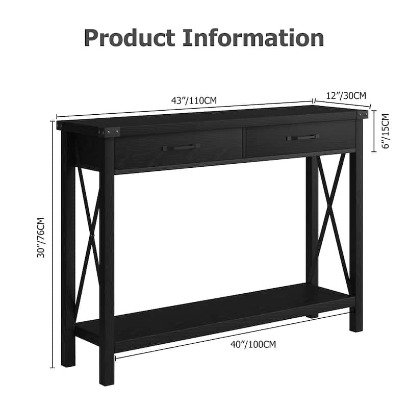 Sofa Table with Storage Shelf Side Design Accent Wood Entryway Table