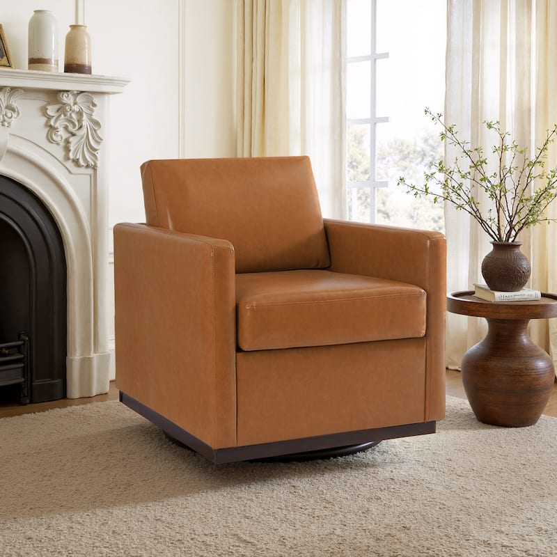 uixe Modern Upholstered Swivel Accent Chair with Pocket Spring Seat