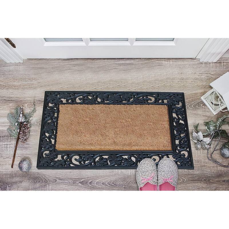 A1HC Rubber/ Coir Brush Welcome Doormat 23" X 38", Mesh Border