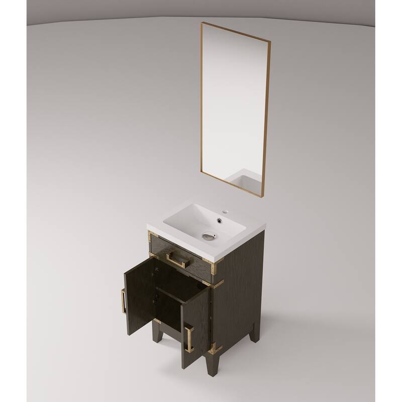 20-inch Bathroom Vanity with Acrylic Top, Soft Close Cabinet, and 18" x 24" Mirror - Polished Surface