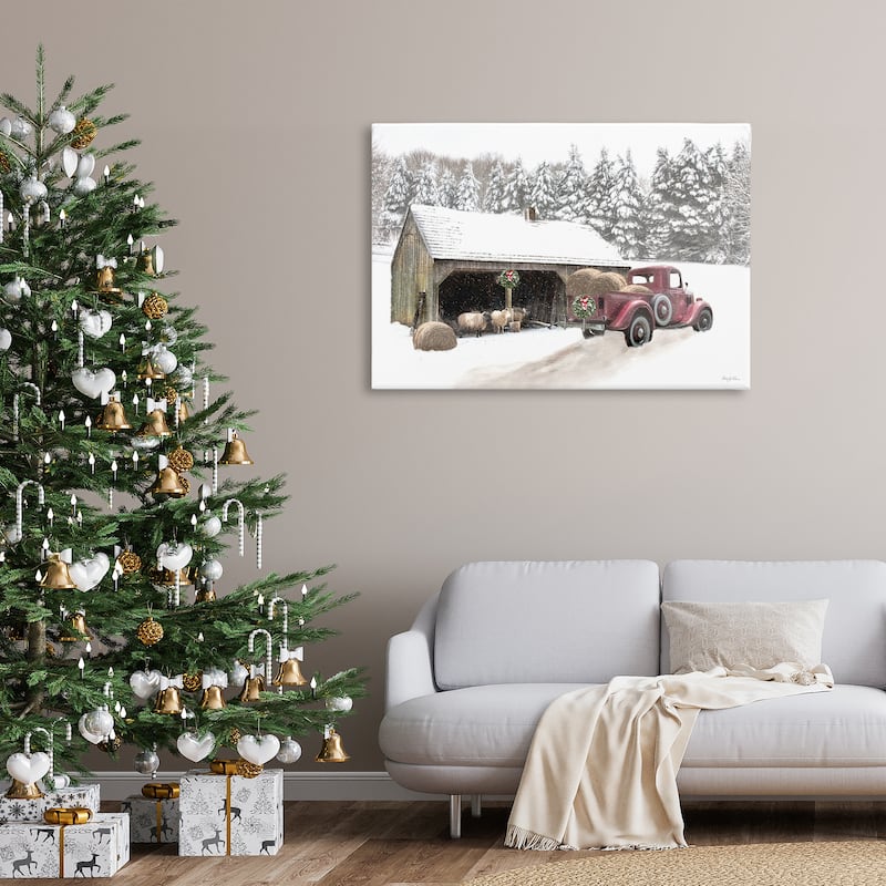 Stupell Snowy Winter Farm Sheep Canvas Wall Art Design By Robin-Lee Viera