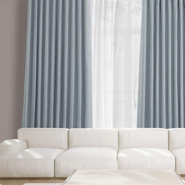 Exclusive Fabrics Faux Linen Extra Wide Room Darkening Curtain Panel - 100 X 96 - Heather Grey