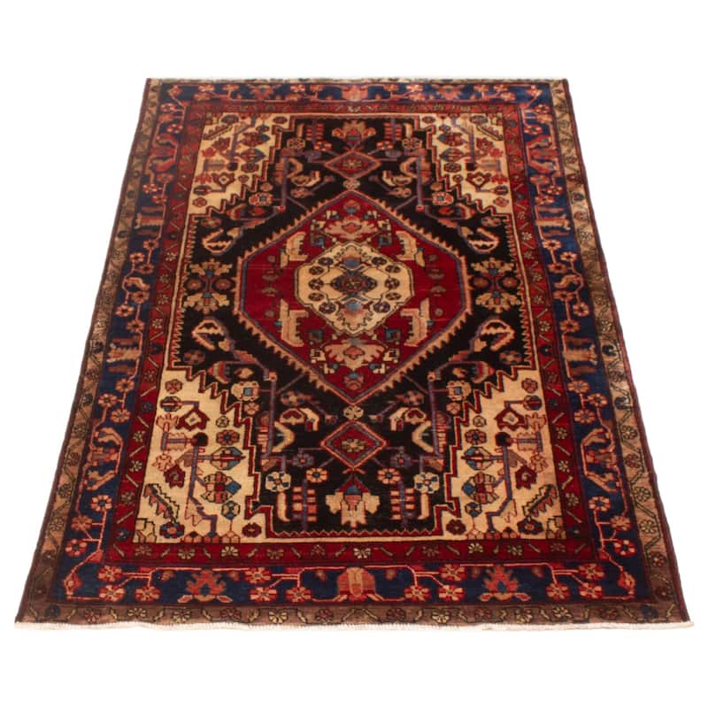 ECARPETGALLERY Hand-knotted Anatolian Vintage Black, Red Wool Rug - 4'4 x 7'5