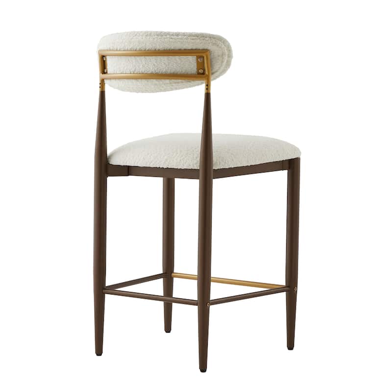 Christopher Knight Home - Livia Armless Bar Stool Set of 2 - Modern Fabric Upholstery with Sleek Black and Gold Metal Frame