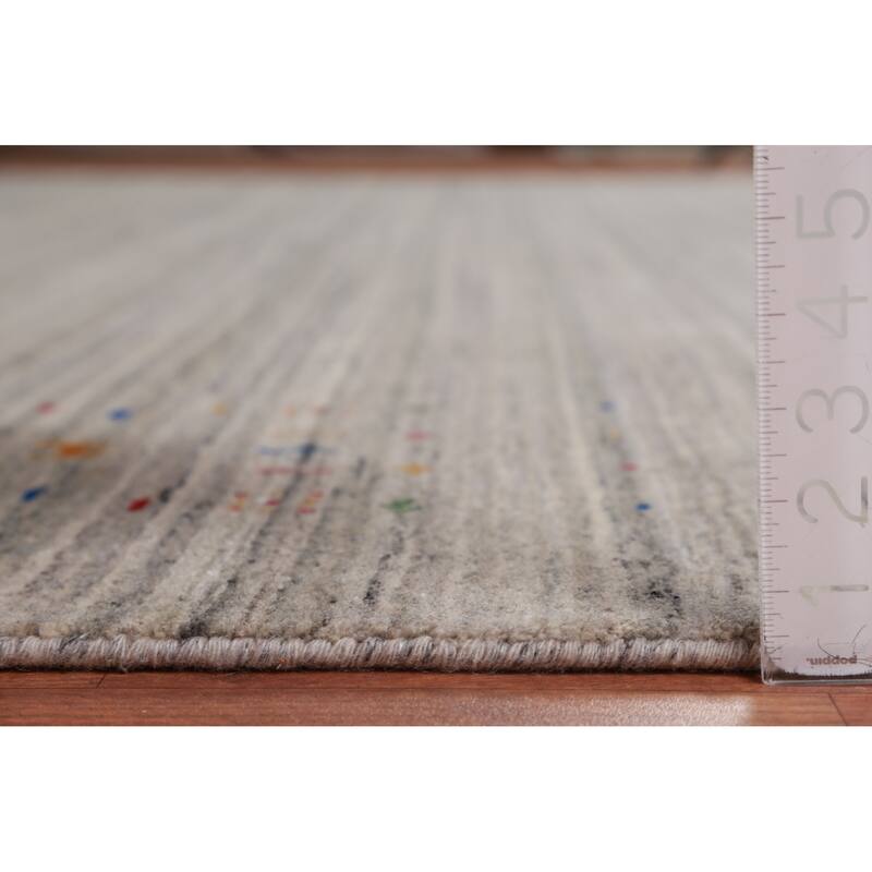 Striped Gabbeh Indian Area Rug Tribal Handmade Wool Carpet - 9'1" x 11'9"