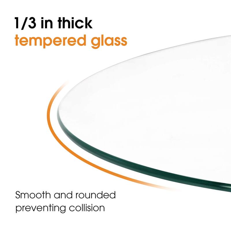 ivinta Round Glass Coffee Table, 31.5" Modern Small Center Table with Tempered Glass Top and MDF Legs