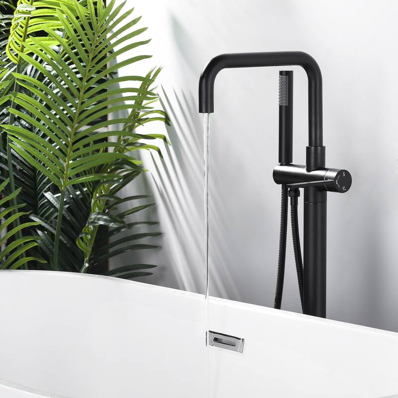 WOWOW Floor Mount Single-Handle Freestanding Tub Faucet
