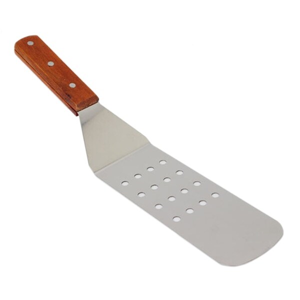 Featuring Both a Solid /& Perforated Round Blade /& Durable Wooden Handles Grilling Turner Spatula 2 Piece Set