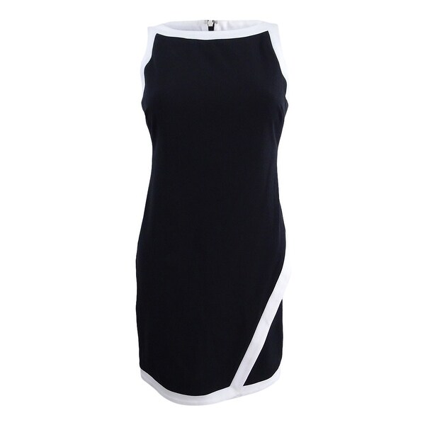 black and white color block dress