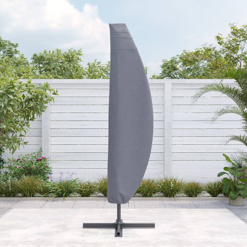 Bonosuki Patio Offset Umbrella Cover - 600D Waterproof Umbrella Cover - Grey