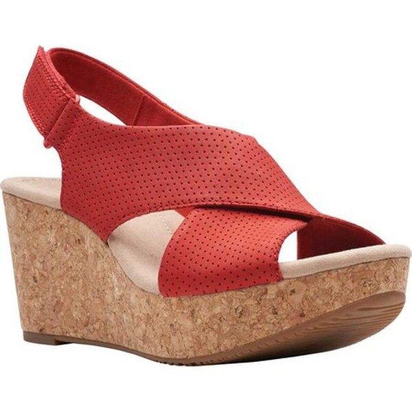 clarks red wedge sandals