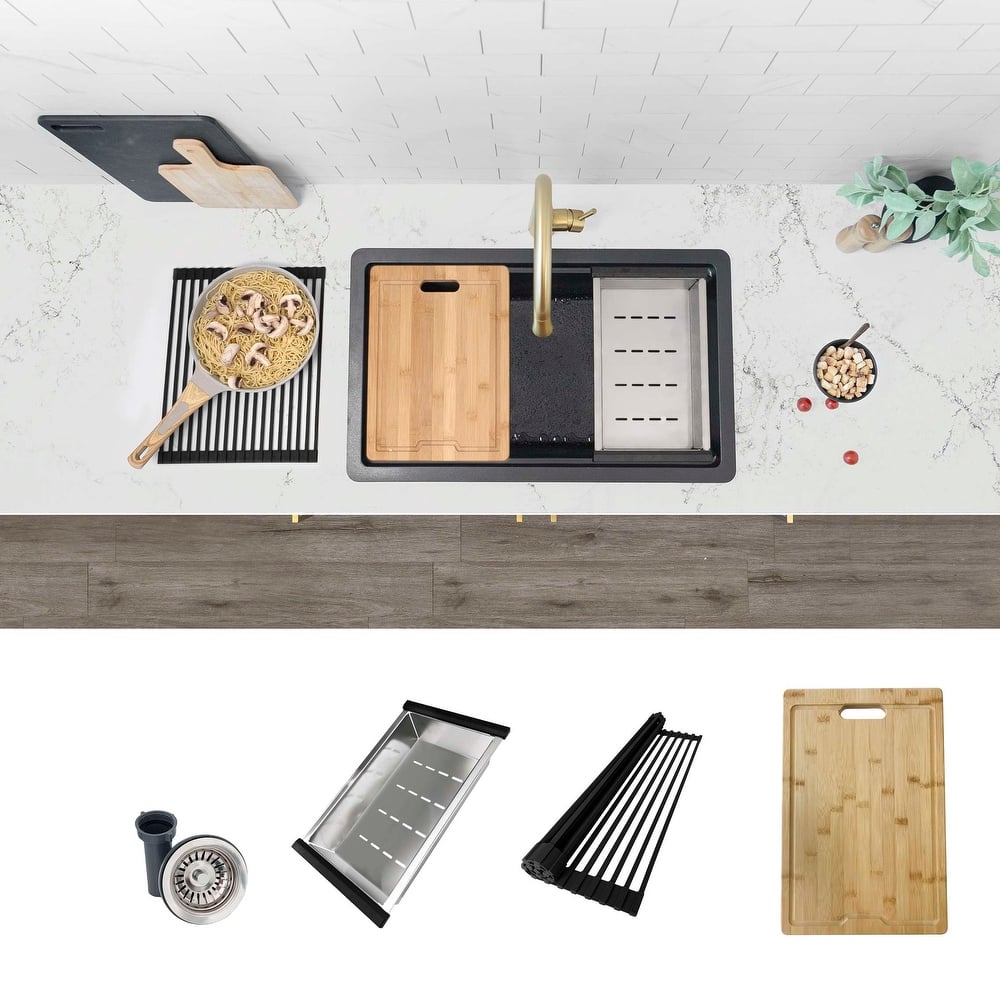 STYLISH Dual Mount 28" Single Bowl Composite Granite Kitchen Sink - 28" x 18" x 9.5"