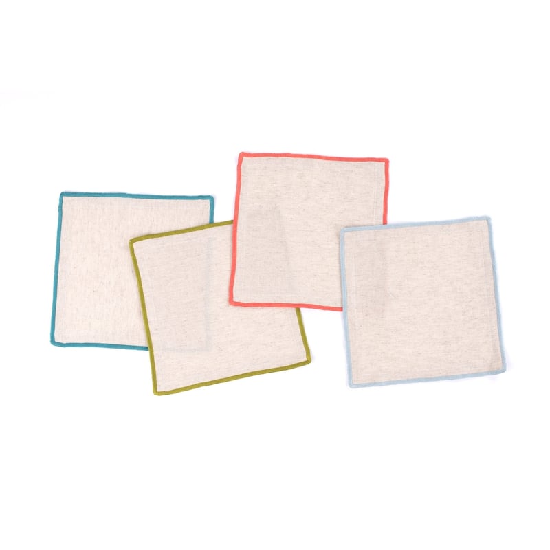 Clara, Linen Blend, Cocktail Napkin Set (Set of 4)
