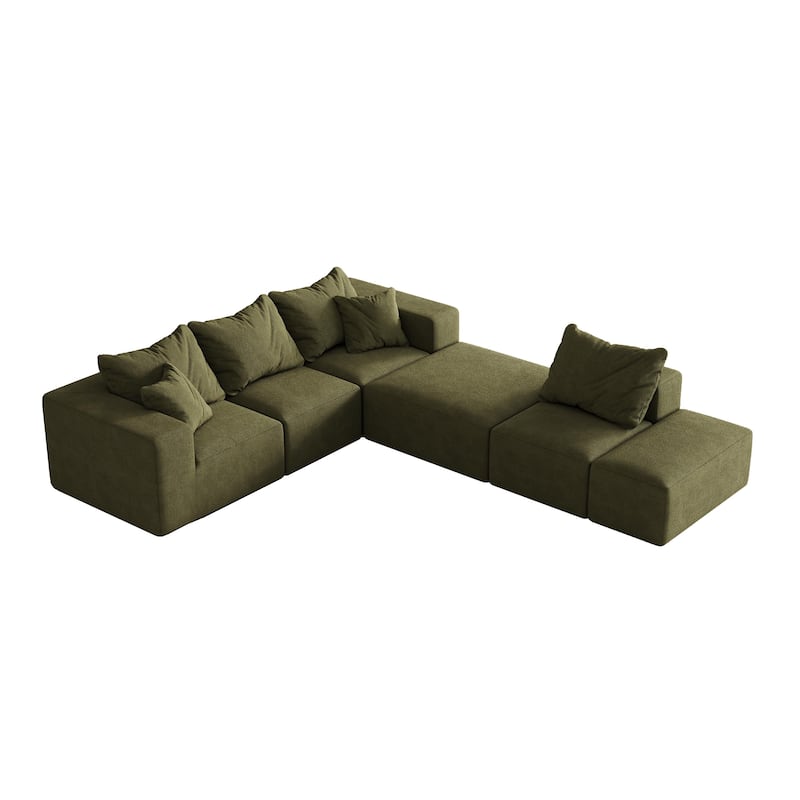 Living Room Modular Couch Chenille Upholstered Sectional Sofa Set