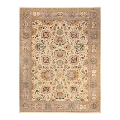 Overton Hand Knotted Wool Vintage Inspired Traditional Mogul Ivory Area Rug - 9 x 12