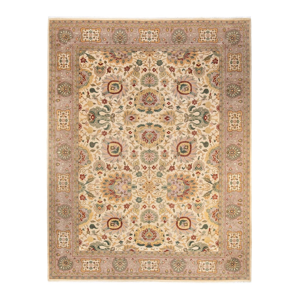 Overton Hand Knotted Wool Vintage Inspired Traditional Mogul Ivory Area Rug - 9 x 12