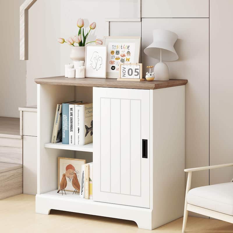 Costway Farmhouse Sideboard Buffet Cabinet with Sliding Doors 3 - See Details