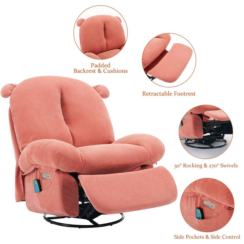 XINMICS Swivel Recliner Chair, Glider Rocking Power Recliner with Massage and Heated (Set of 2)