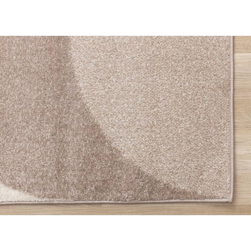 Marley Collection - Abstract Geometric Taupe Oxblood Area Rug