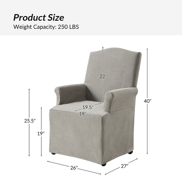 dimension image slide 0 of 7, Alethea Upholstered Slipcover Arm Dining Chair with Soild Wood Legs by HULALA HOME