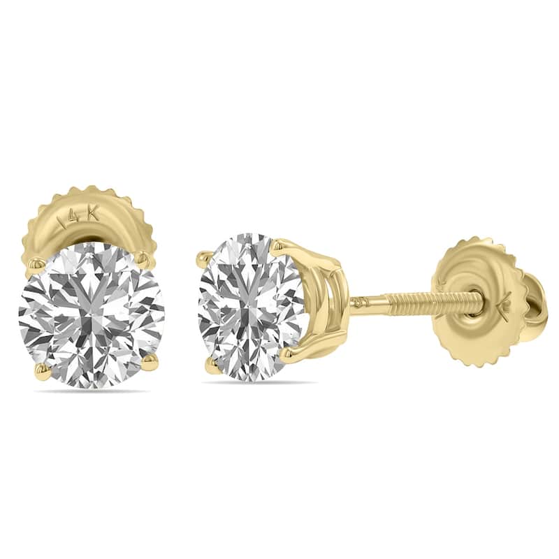 Marquee Lab Grown 2 Carat Total Weight Diamond Solitaire Earrings in 14K Yellow Gold