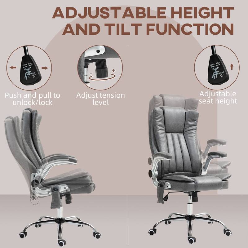 Computer Desk Chair with Flip-up Armrest, Heated Massage Office Chair Ergonomic Chair with Adjustable Height