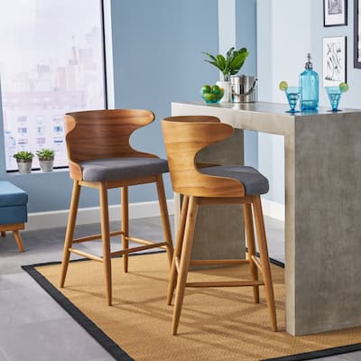 Stylish BAR CHAIR with Mid-century Design and Upholstered Seat