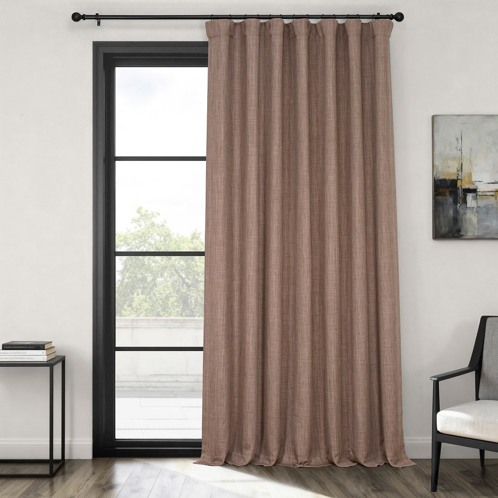 Exclusive Fabrics Textured Faux Linen Extra Wide Room Darkening Curtains for Bedroom & Living Room Curtains (1 Panel)
