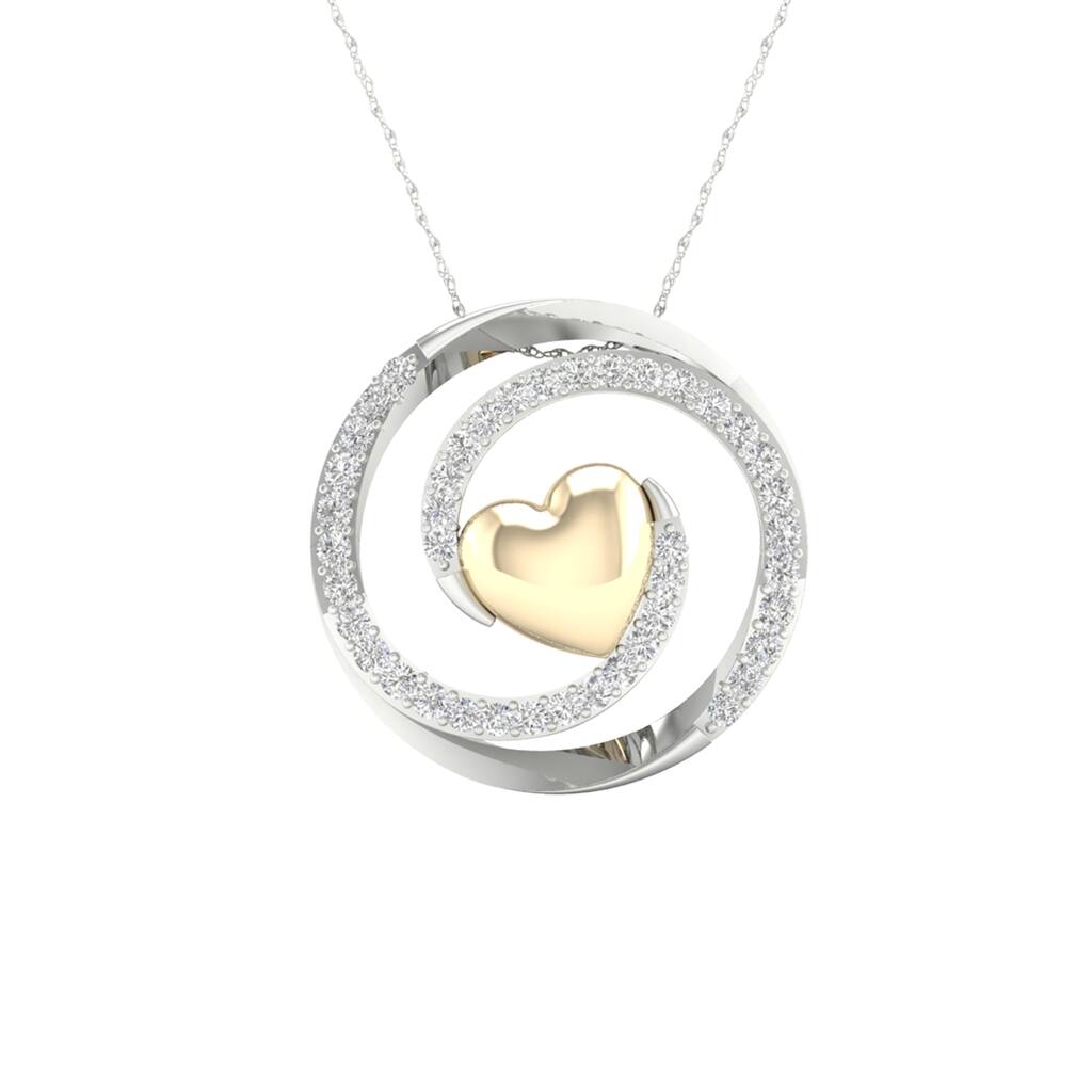 1/8ct TDW Diamond Swirl Heart Pendant in Silver for Women