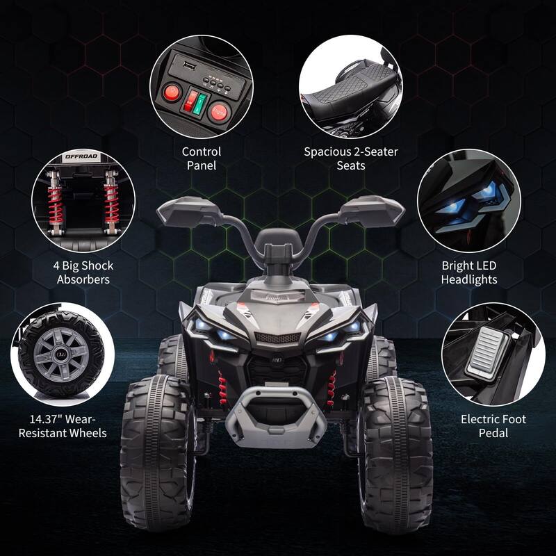 24V Ride on ATV for Kids, 2 Seater Electric Quad Car
