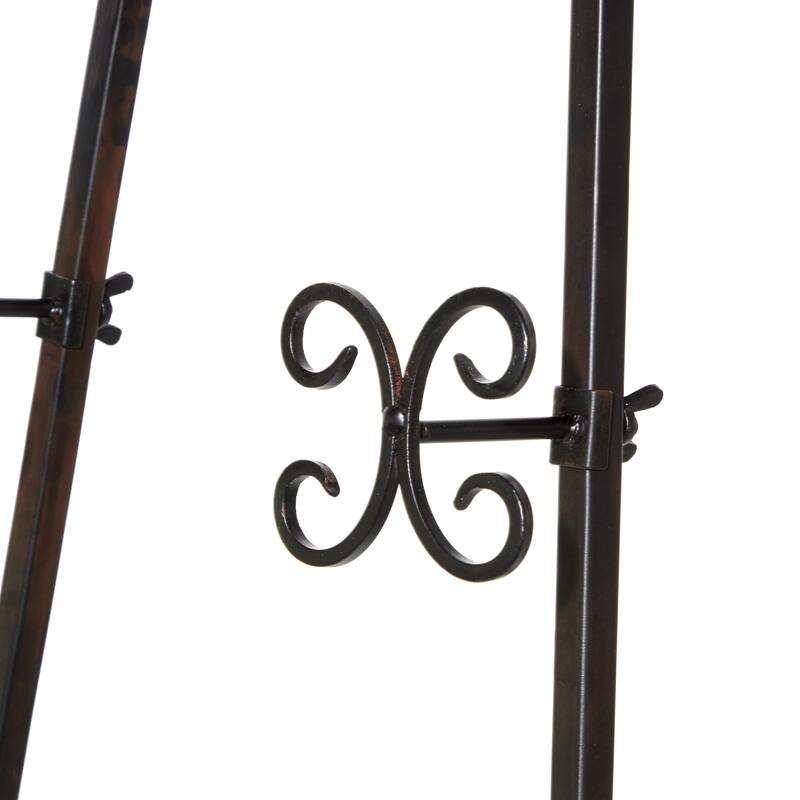 Metal Scroll Tall Adjustable Display Stand Floor 3 Tier Easel with Chain Support - Black - Roche River Decor