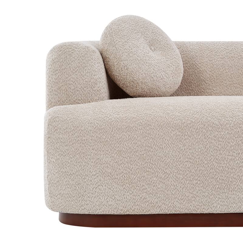 Christopher Knight Home - Polyster Upholstered 3-Seater 84.57" Compressed Sofa with Solid Rubberwood Base