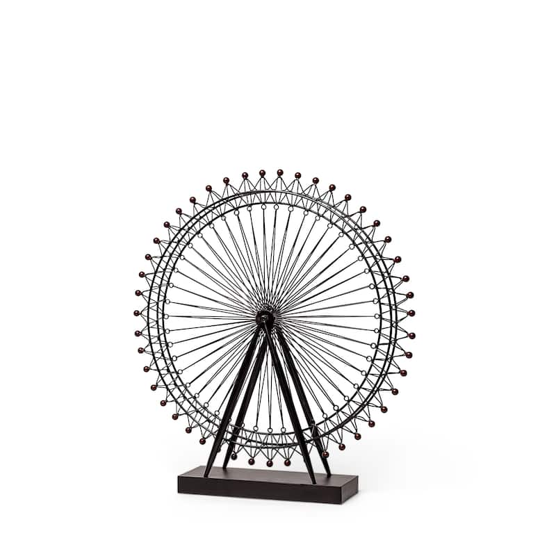 London Eye Black Metal Ferris Wheel Decorative Object - 25"W x 27"H x 3"D - 25"W x 27"H x 3"D
