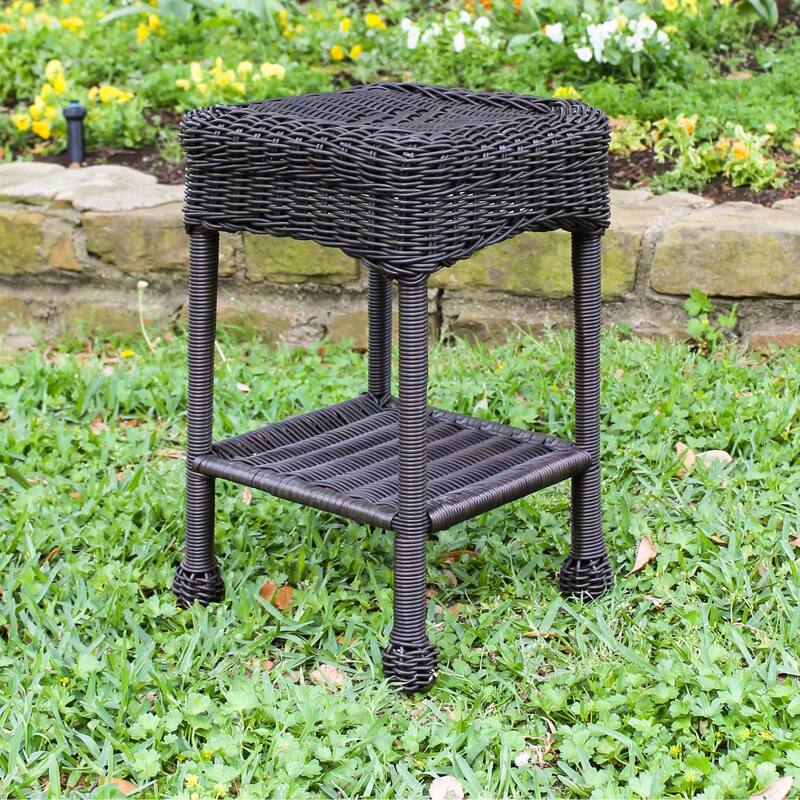Chelsea Resin Wicker Side Table - Antique Black