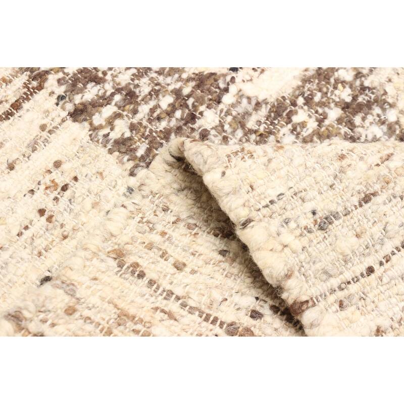ECARPETGALLERY Braid weave Sienna Beige Wool Rug - 5'7 x 7'9