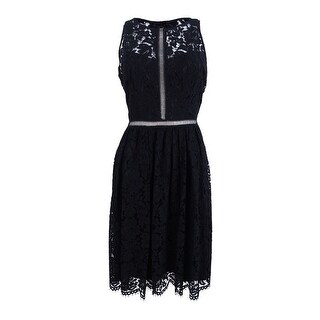 black lace flare dress