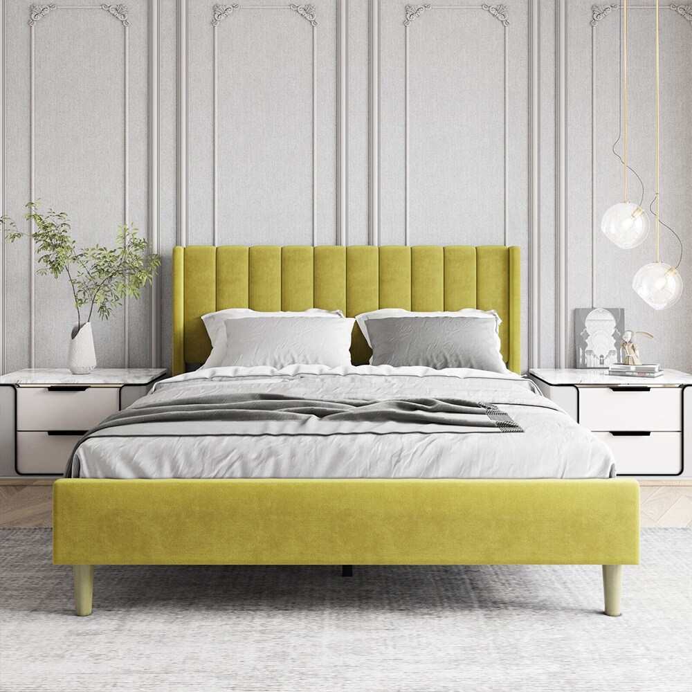 Yellow bed shop frame queen