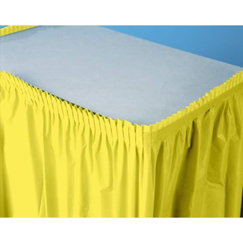 6 Mimosa Yellow Pleated Plastic Picnic Party Table Skirts 14'