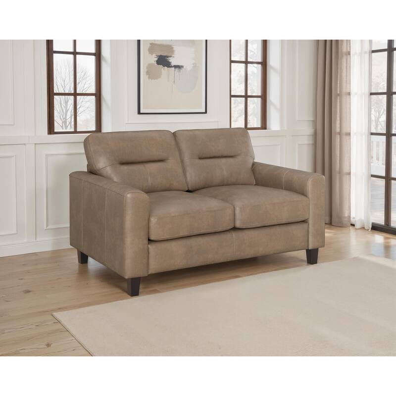 Scotland Faux Leather Upholstered Track Arm Loveseat